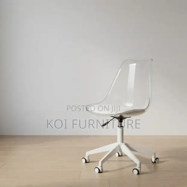 White Clear Mid Back Clerical Chair - 1