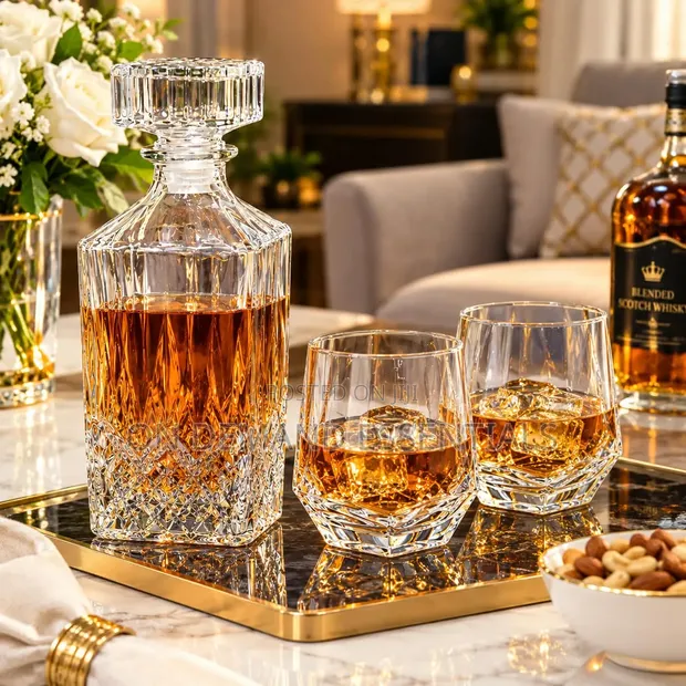 7pc Crystal Decanter Set - 1