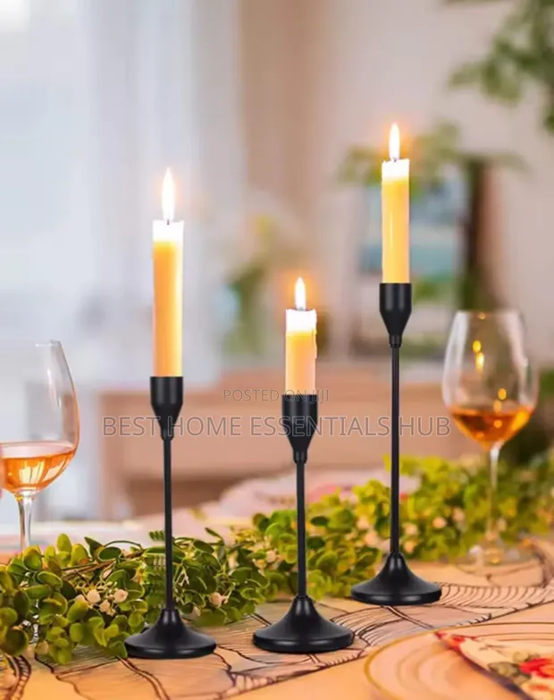 Classic 3-in-1 Metallic Candle Holder - Black & Gold - 1