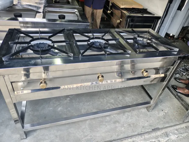 3-Burner Stainless Steel Commercial Gas Cooker - 1
