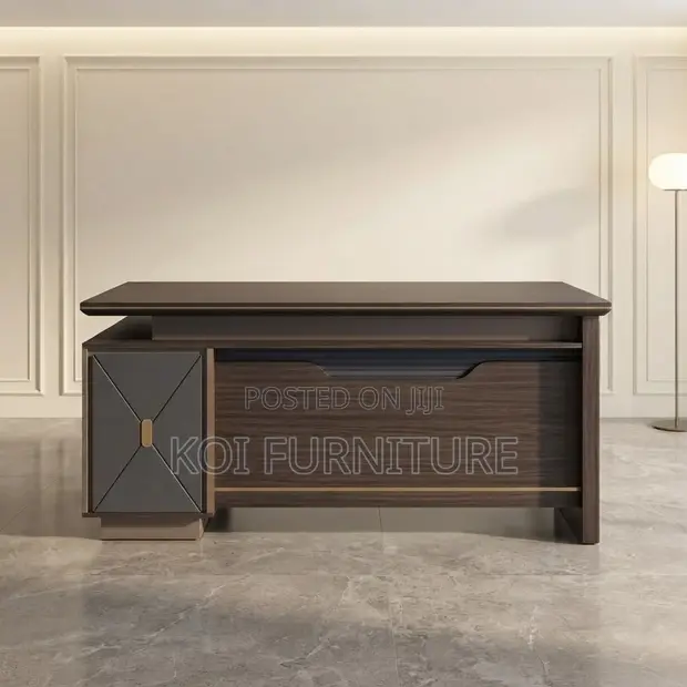 180cm Executive L-Shaped Desk - Modern Brown - 1