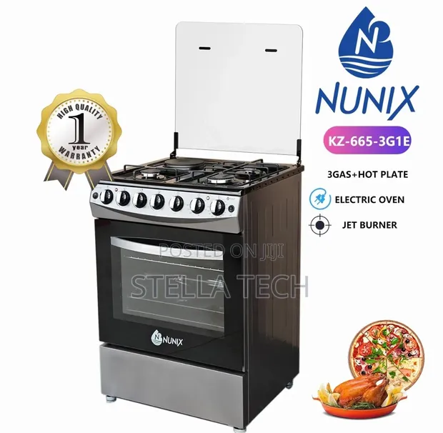 Nunix Big 60x65 Mpya 3+1 Cooker ya Freestanding na Oven ya Umeme - 1