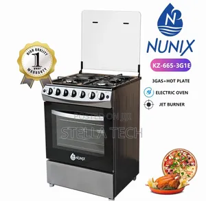 Nunix Big 60x65 Mpya 3+1 Cooker ya Freestanding na Oven ya Umeme
