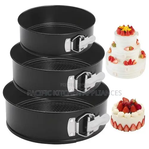 Set of 3 Non-Stick Cake Pans with Removable Bottoms - 1