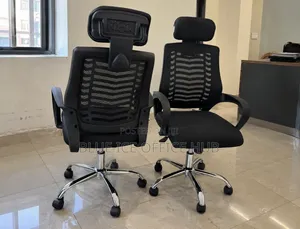Black Mesh Office Chair with Headrest