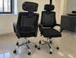 Black Mesh Office Chair with Headrest - 2