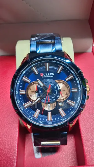 Curren Chronograph Watch (Bluu & Rose Gold)