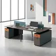 Modern Walnut Workstation ya Watu 4 - 1
