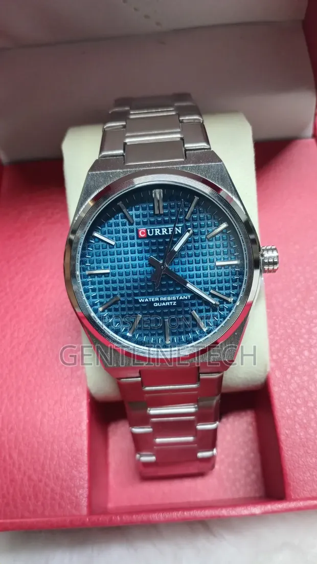 Curren Waterproof Silver and Teal Analog Watch - 1