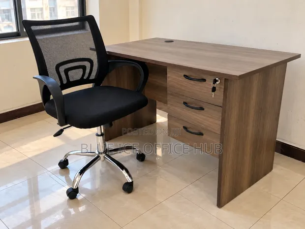 Wooden Office Desk with 3 Drawers - Boss Office Products - 1