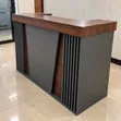 Modern Wooden Reception Desk - Brown & Grey - 3