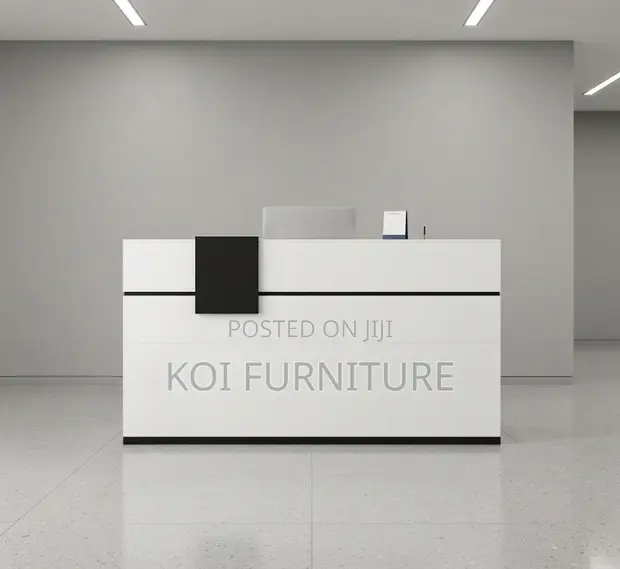 1400mm White Reception Computer Desk - 1