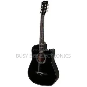 Gitaa la Acoustic Box na Mkoba na Strap - Nyeusi