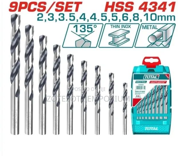 9PCS HSS Twist Drill Bits Set - 1