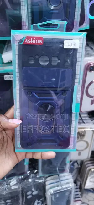 Kifaa cha Bluu Kisichopitisha Mshtuko na Jalada la Lenzi & Pete ya Kusimama kwa Google Pixel 8 Pro