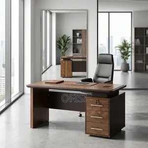 1.2m Office Table with Drawers - Brown