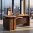 1.2m Office Table with Drawers - Brown - 2