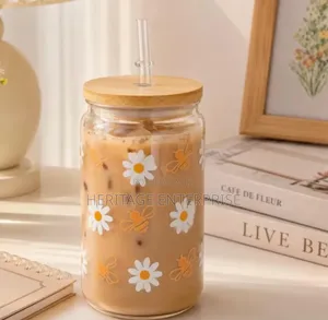 Smoothie Jar 500ml with Bamboo Lid & Glass Straw