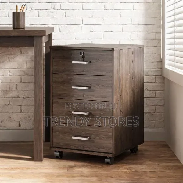 Multi-Purpose Wooden Cabinet with Lock and Wheels - 1