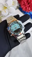 Casio Dual Display Watch - Blue Face, Silver Straps - 1