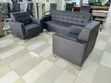 Seti ya Sofa Nyeusi ya Ngozi ya Ofisi ya Viti 5 vya Mtendaji - 2