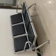 3 Seater Black Leather Office Reception Bench - 5