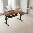 Electric 140cm L-Shape Adjustable Desk - Brown - 1
