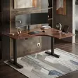 Electric 140cm L-Shape Adjustable Desk - Brown - 2