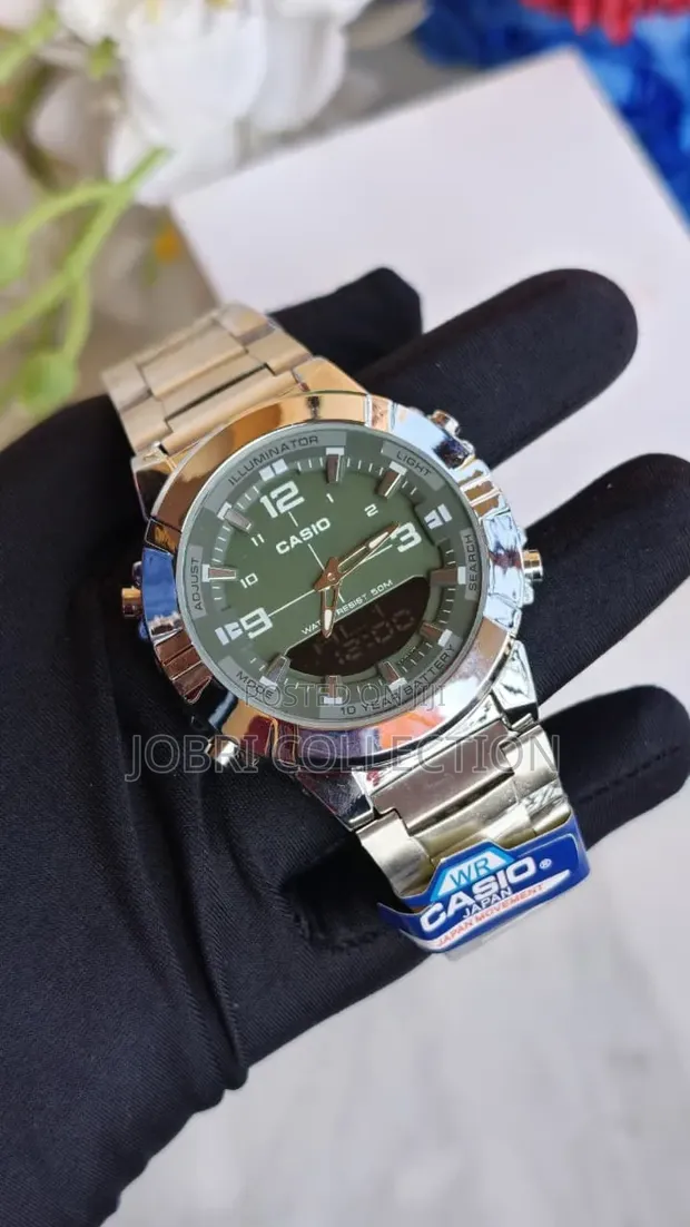 Casio Dual Display Green Face Watch - 1