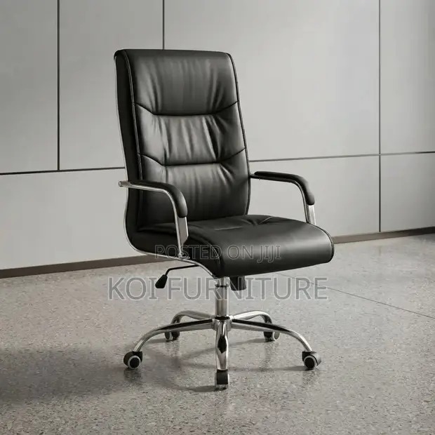 High Leather Swivel Office Chair - 1
