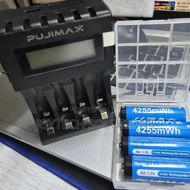 Betri za PUJIMAX AA 1.5V Zinazoweza Kuchajiwa + Charger ya LCD ya Type-C - 1
