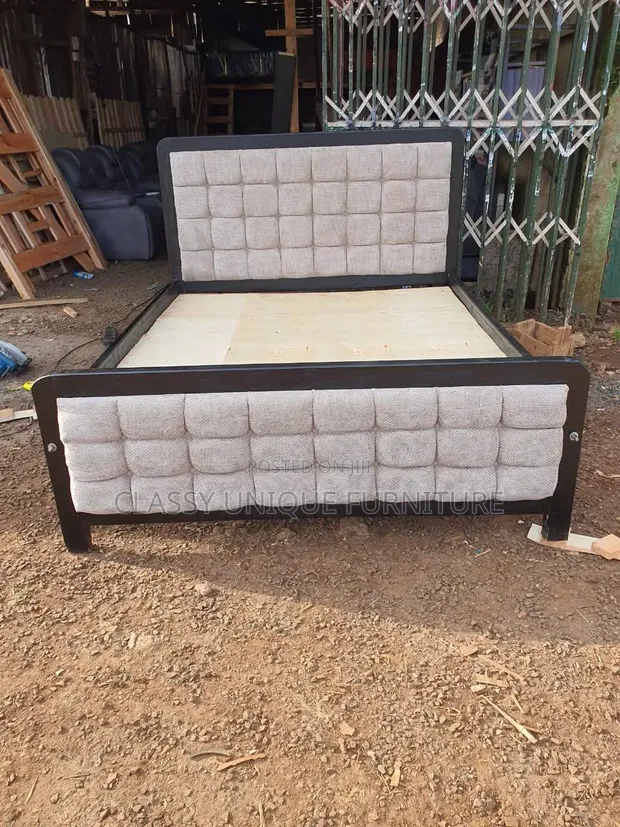 Queen Size Wooden Bed Frame with Tufted Panels - 1