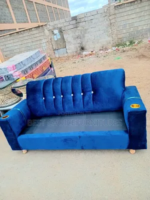 Ideal 3 Seater Blue Sofa with Cup Holders