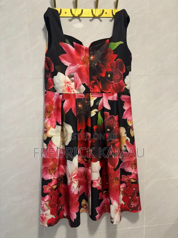 Basicon Red Orchid Floral Fit & Flare Dress - 1