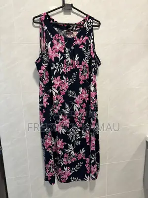 Pink Floral Sleeveless Midi Dress