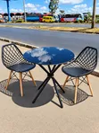 Boss Office Products Dining Set - Meza Nyeusi ya Mviringo - 2