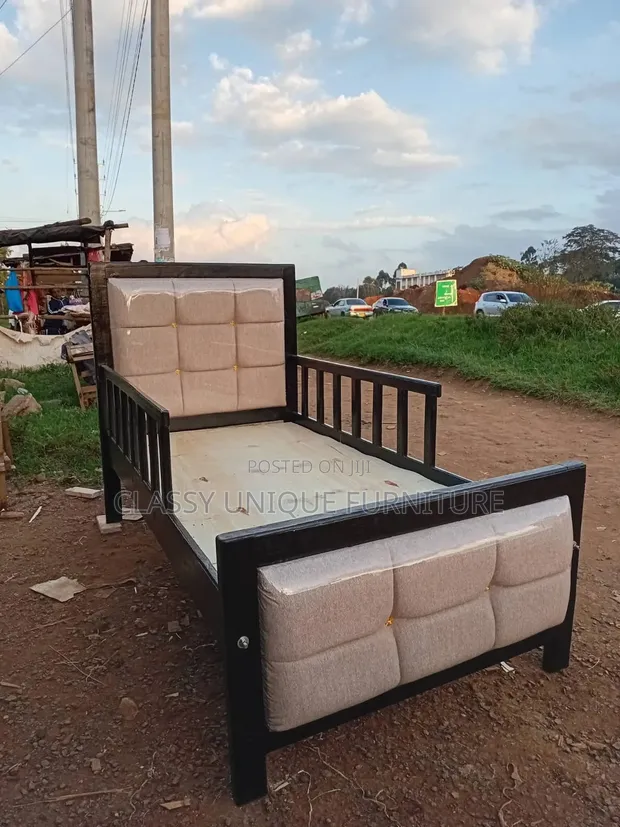 3x6 Wooden Single Bed with Padded Panels - 1