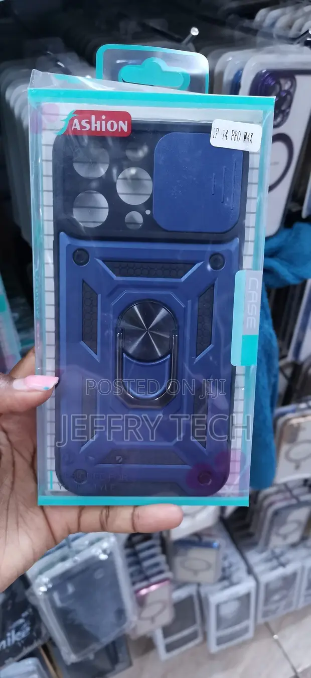 Kava ya Bluu ya Armor-Style kwa iPhone 14 Pro Max na Pete - 1