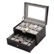 20 Slot Leather Watch Organizer with Lockable Key - 1