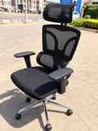 High Back Office Chair with Headrest - Black - 1