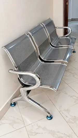 Kiti cha Kusubiri cha Chuma cha Silver cha Nafasi Tatu