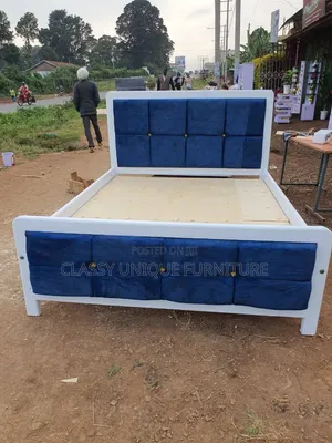 4x6 Blue Tufted Velvet Bed Frame