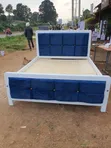 4x6 Blue Tufted Velvet Bed Frame - 1