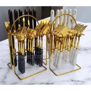 24pcs Gold Cutlery Set with Holder