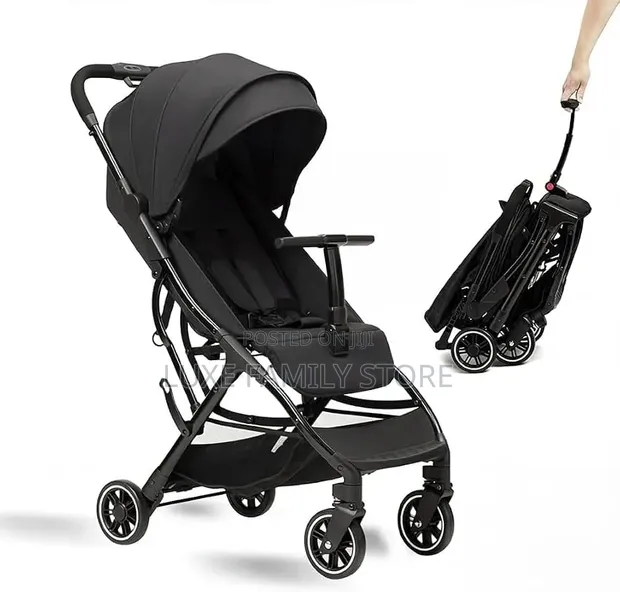 Stroller ya Kusafiri Nyeusi - Nyepesi - 1