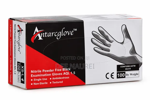 Black Nitrile Disposable Gloves - Powder Free, 100 Pieces - 1