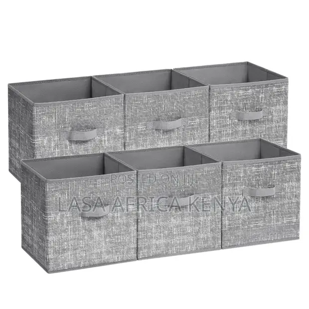 LASA Set of 6 Foldable Storage Cubes - Grey - 1