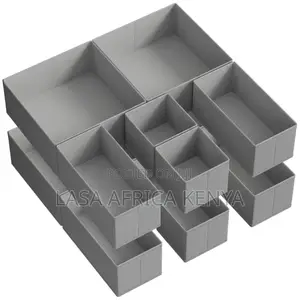 Drawer Organiser Set of 12 - Foldable Fabric Storage Boxes, Grey
