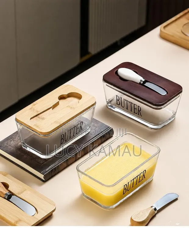 Ceramic Butter Dish with Knife - 1