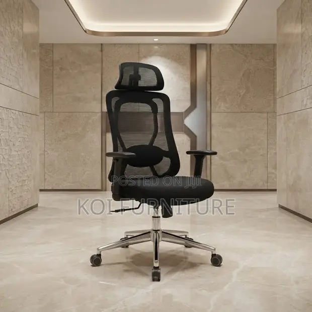 Ergonomic High Back Office Chair - Black Fabric - 1